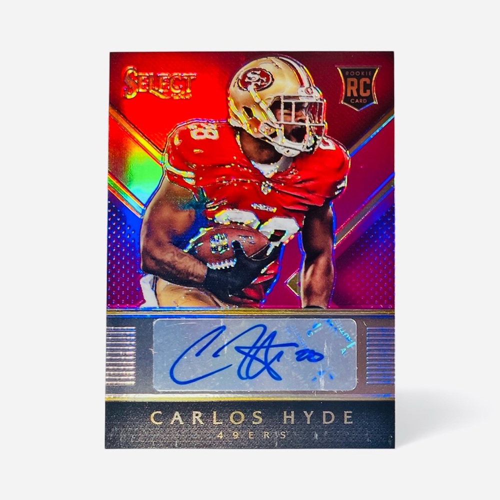 Carlos Hyde Rookie Pink SP 07/75 Autographed NFL Football Card 49ers